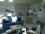 the kitchen from the living area
